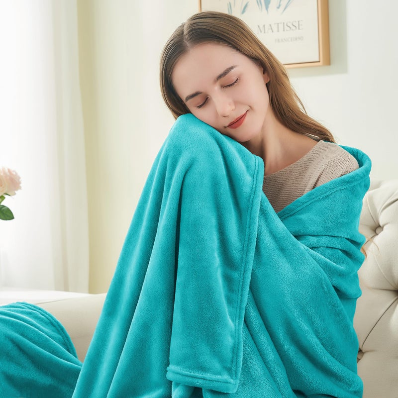 BEDELITE Fleece Blanket Teal Throw Blanket for Couch & Bed  Luxury Plush Cozy Fuzzy Blanket 50"" x 60""  Super Soft Warm Lightweight Throw Blanket for Travel Camping - Image 2