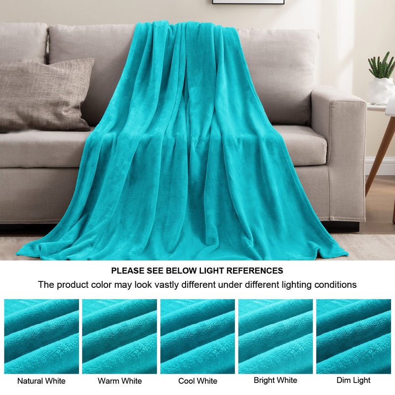 BEDELITE Fleece Blanket Teal Throw Blanket for Couch & Bed  Luxury Plush Cozy Fuzzy Blanket 50"" x 60""  Super Soft Warm Lightweight Throw Blanket for Travel Camping - Image 5