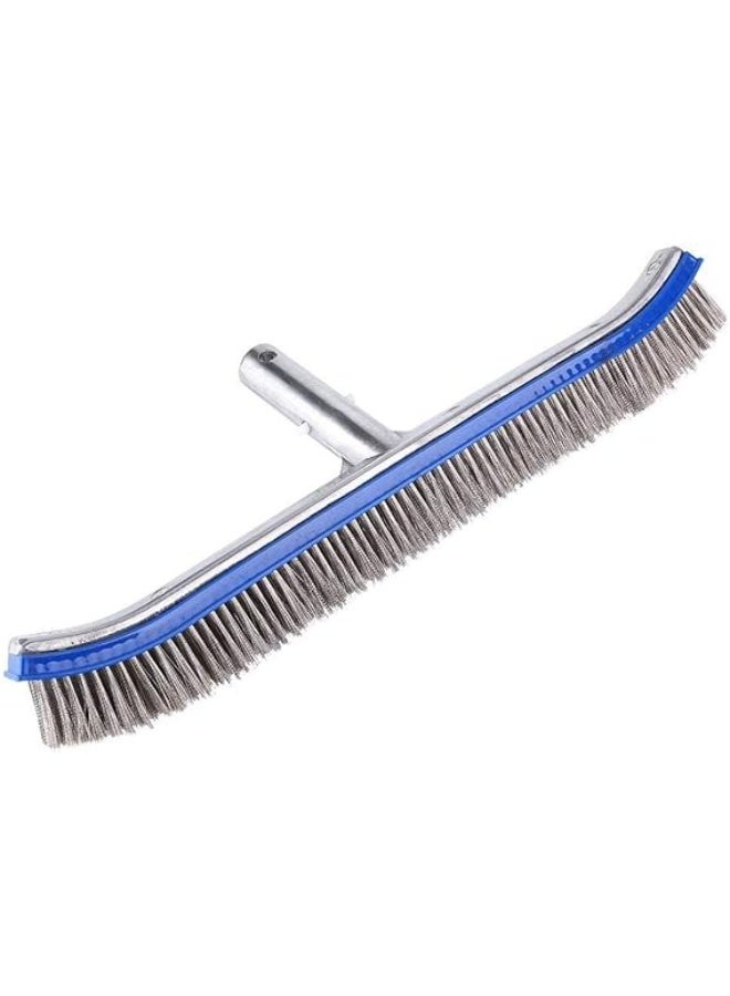 Heavy Duty 18-Inch Pool Wall & Floor Brush - Curved Design with Metal Bristles for Algae Removal - Image 1