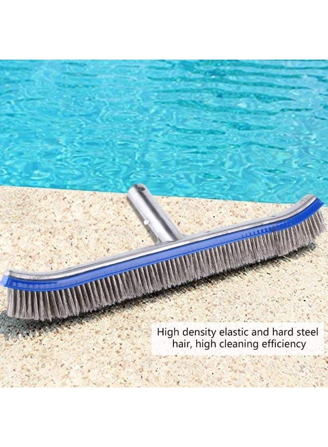 Heavy Duty 18-Inch Pool Wall & Floor Brush - Curved Design with Metal Bristles for Algae Removal - Image 5