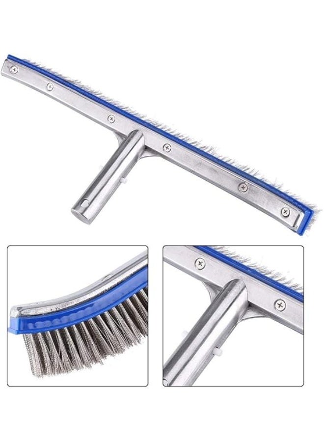 Heavy Duty 18-Inch Pool Wall & Floor Brush - Curved Design with Metal Bristles for Algae Removal - Image 3