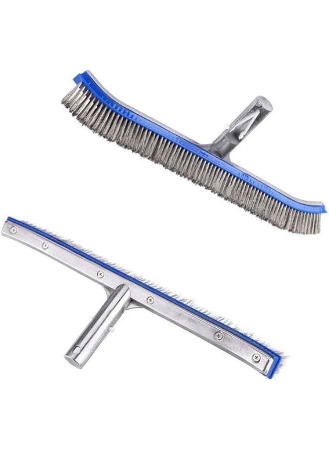 Heavy Duty 18-Inch Pool Wall & Floor Brush - Curved Design with Metal Bristles for Algae Removal - Image 2