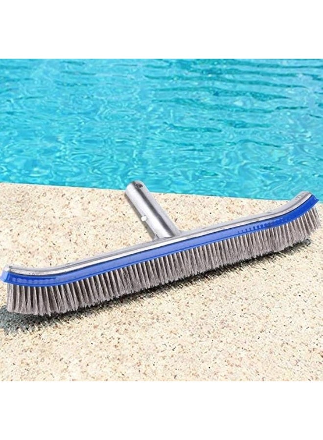 Heavy Duty 18-Inch Pool Wall & Floor Brush - Curved Design with Metal Bristles for Algae Removal - Image 4