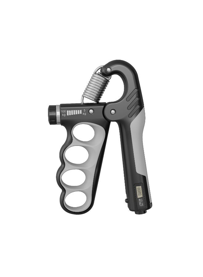 جرين ليون جهاز تقوية قبضة اليد Grip Master مع نطاقات مقاومة من 5-100 كجم وعداد التكرارات / قبضة إصبع مريحة ومصممة هندسيًا / مقبض مريح غير قابل للانزلاق / تتبع التحفيز / تعديل باستخدام مقبض دوار - أسود - Image 1