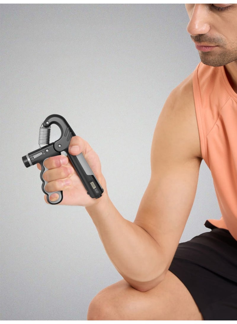 جرين ليون جهاز تقوية قبضة اليد Grip Master مع نطاقات مقاومة من 5-100 كجم وعداد التكرارات / قبضة إصبع مريحة ومصممة هندسيًا / مقبض مريح غير قابل للانزلاق / تتبع التحفيز / تعديل باستخدام مقبض دوار - أسود - Image 2