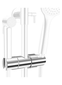 Hand Shower Holder for 16-27MM Slide Bar, Adjustable Replacement Shower Holder, Shower Riser Rail Slider, 360° Rotation, Chrome Plated, Easy Installation for Slide Rod with Double-jack Design