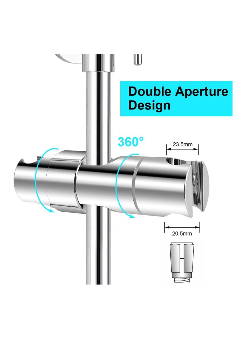 SYOSI - Hand Shower Holder for 16-27MM Slide Bar, Adjustable Replacement Shower Holder, Shower Riser Rail Slider, 360° Rotation, Chrome Plated, Easy Installation for Slide Rod with Double-jack Design - Image 1