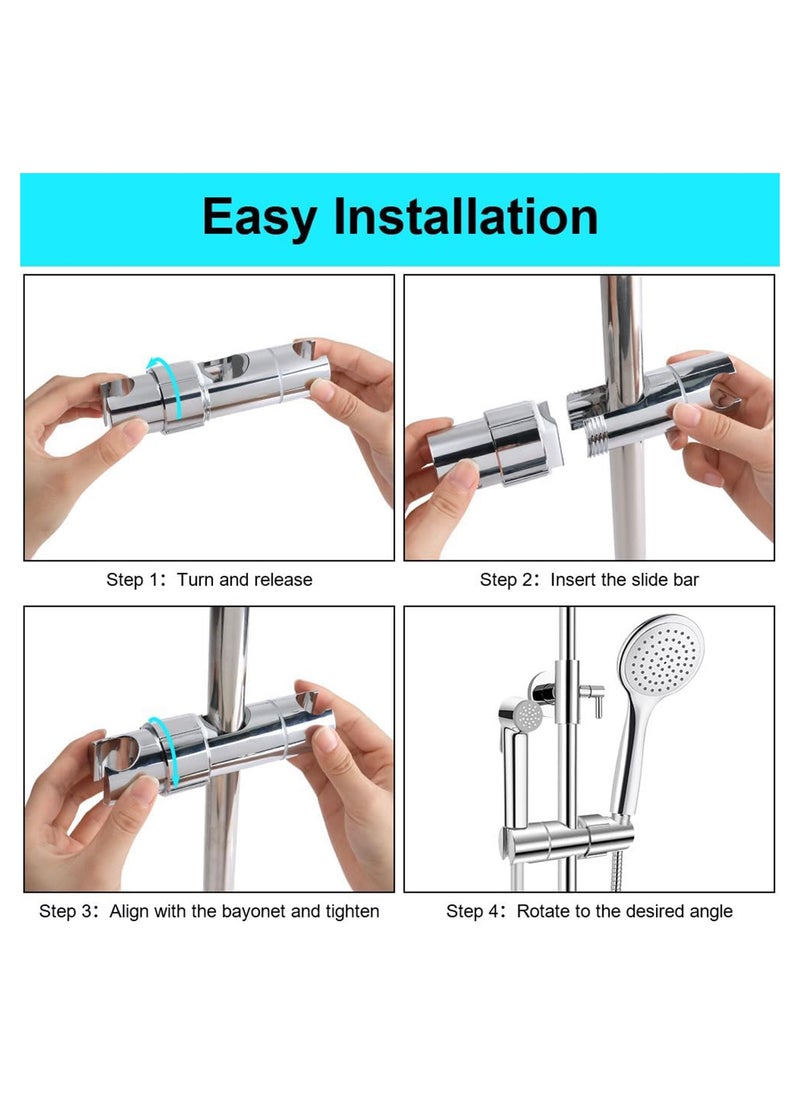 SYOSI - Hand Shower Holder for 16-27MM Slide Bar, Adjustable Replacement Shower Holder, Shower Riser Rail Slider, 360° Rotation, Chrome Plated, Easy Installation for Slide Rod with Double-jack Design - Image 1