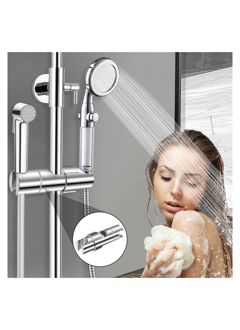 SYOSI - Hand Shower Holder for 16-27MM Slide Bar, Adjustable Replacement Shower Holder, Shower Riser Rail Slider, 360° Rotation, Chrome Plated, Easy Installation for Slide Rod with Double-jack Design - Image 1