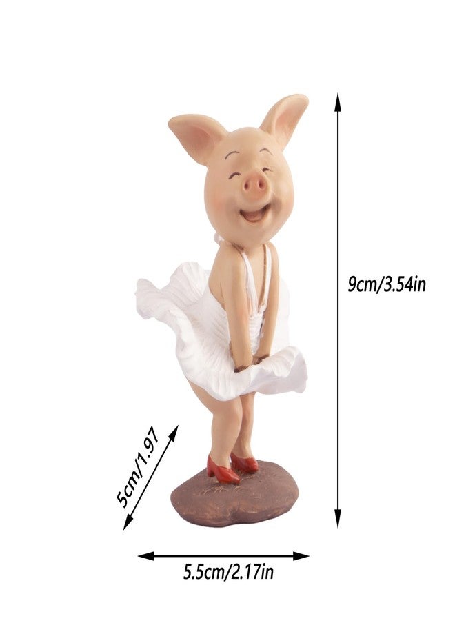 KEEPKAP Pig Statue Mini Pig Figurine, Resin Home Decor, Lucky Animal Garden Statue for Micro Landscape （Skirt Pig） - Image 2