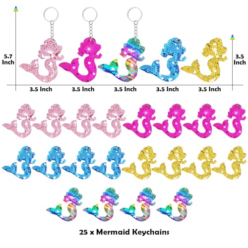 CiciBear 25 Pack Mermaid DoubleDeck Flip Sequin Keychains for Sea Themed Party Favors BirthdayCarnivalGoodie Bag Stuffers Anniversary5 Colors - Image 5
