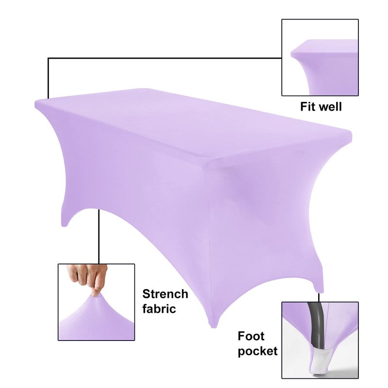 eccwai Spandex 6ft Waterproof Table Cover for Party,Wedding, Banquet, and Events(Lavender) - Image 5