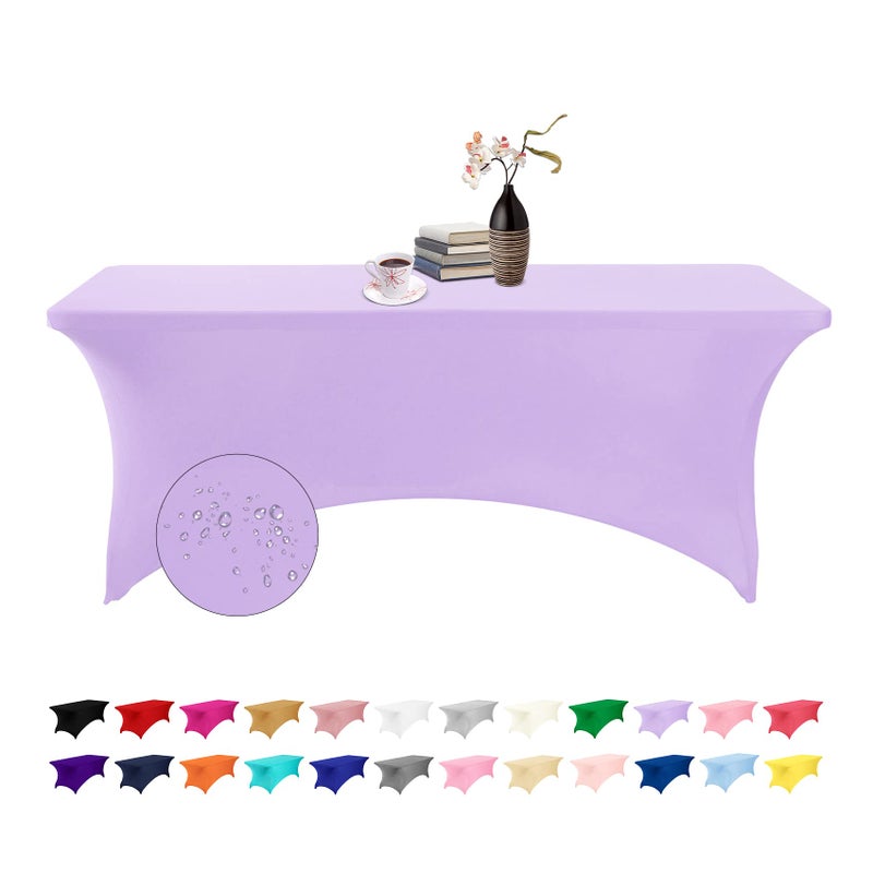 eccwai Spandex 6ft Waterproof Table Cover for Party,Wedding, Banquet, and Events(Lavender) - Image 1