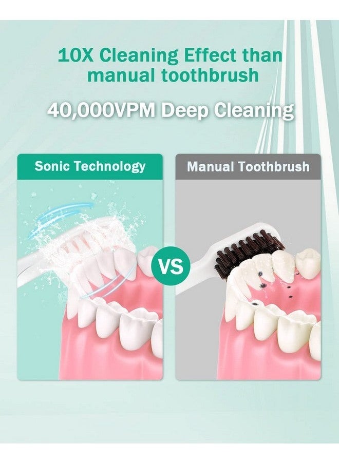 Generic - Nitio Sonic Electric Toothbrush For Adults Duo Dual Handle 5 Modes With Smart Timer 10 Brush Heads & 2 Travel Cases Included Rechargeable Toothbrush Oral Care Whitening Toothbrush (Black+Pink) - Image 1