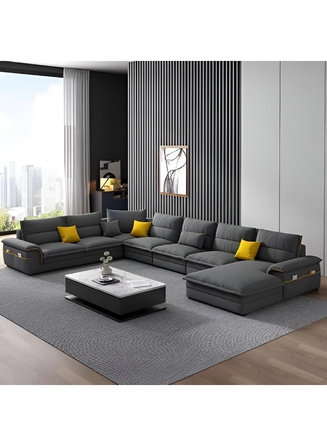 Zayn comforts Modern Chic 7-Seater U-Shaped Sofa with Fluff-Infused Dacron Cushions (Left) - Image 1