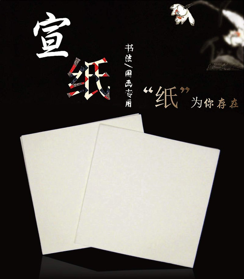 MEGREZ Chinese Japanese Calligraphy Xuan Paper Rice Paper Sumi Calligraphy Paper for Calligraphy Brush Ink Writing Painting Without Grids 100 SheetsBag134 x 134inch Sheng Raw Xuan