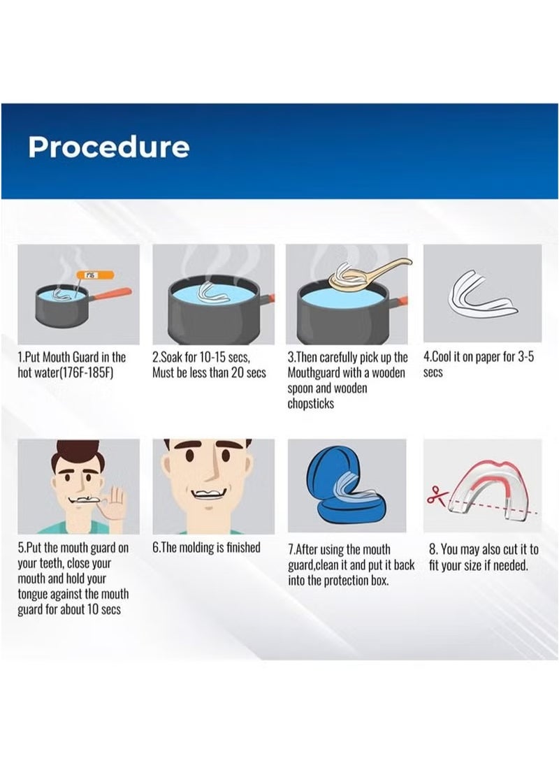 Mouth Guard for Grinding Teeth and Clenching Anti Grinding Teeth Custom Moldable Dental Guard,Dental Night Guards,Stops Bruxism,Eliminates Teeth Clenching 2 Sizes,Pack of 4 with Travel Hygien - Image 3