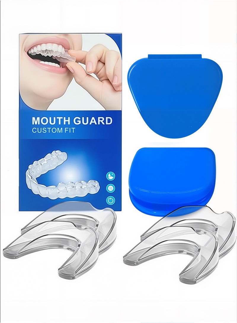 Mouth Guard for Grinding Teeth and Clenching Anti Grinding Teeth Custom Moldable Dental Guard,Dental Night Guards,Stops Bruxism,Eliminates Teeth Clenching 2 Sizes,Pack of 4 with Travel Hygien - Image 1