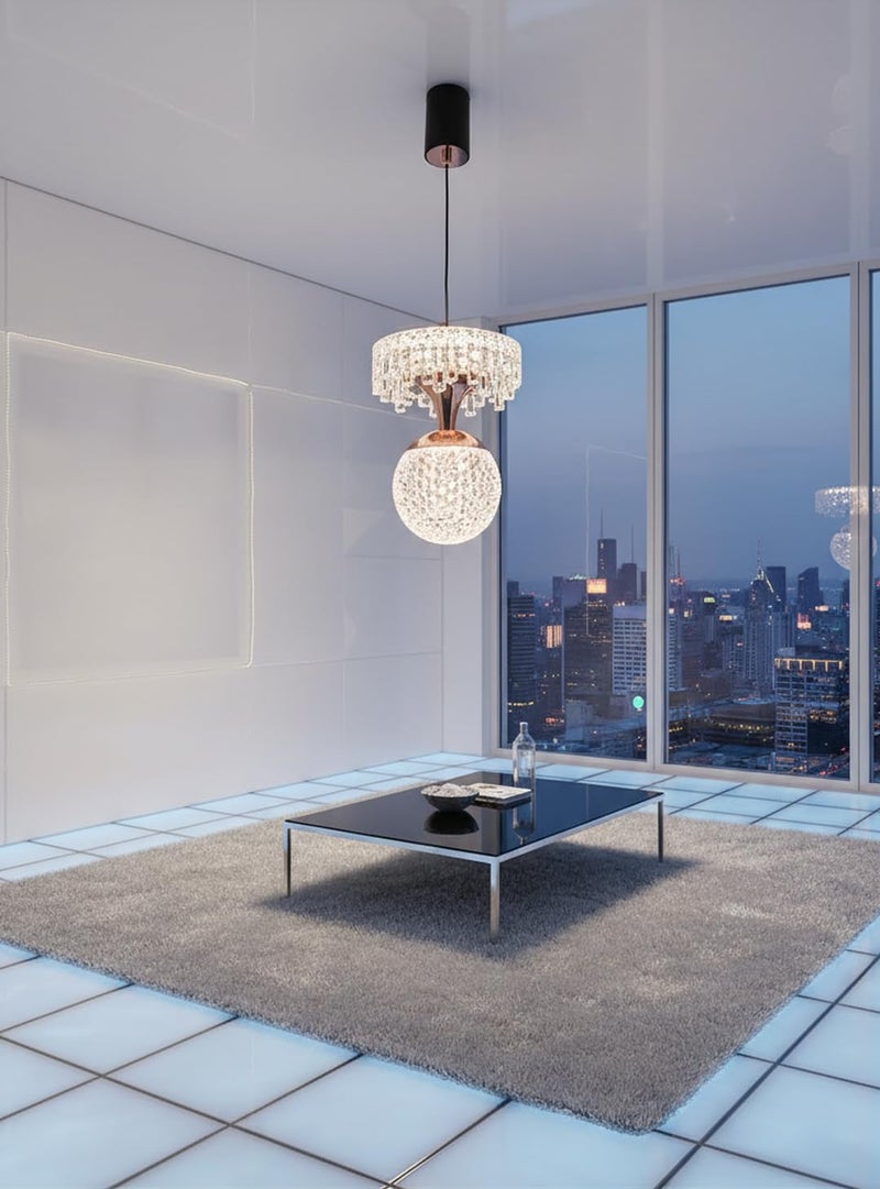 swanart Sparkling Crystal Pendant Light - Modern Glam Ceiling Fixture with Dimmable LED Bulb for Dining Room, Bedroom & Living Room - Image 3