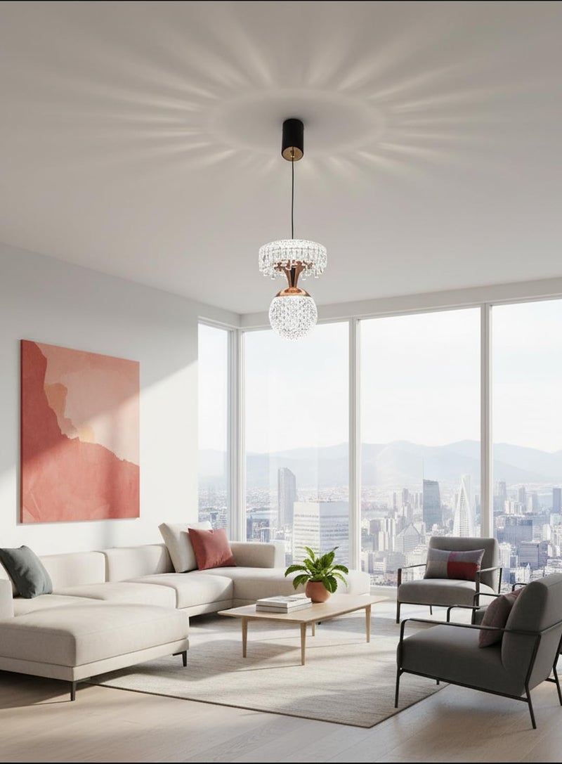 swanart Sparkling Crystal Pendant Light - Modern Glam Ceiling Fixture with Dimmable LED Bulb for Dining Room, Bedroom & Living Room - Image 4