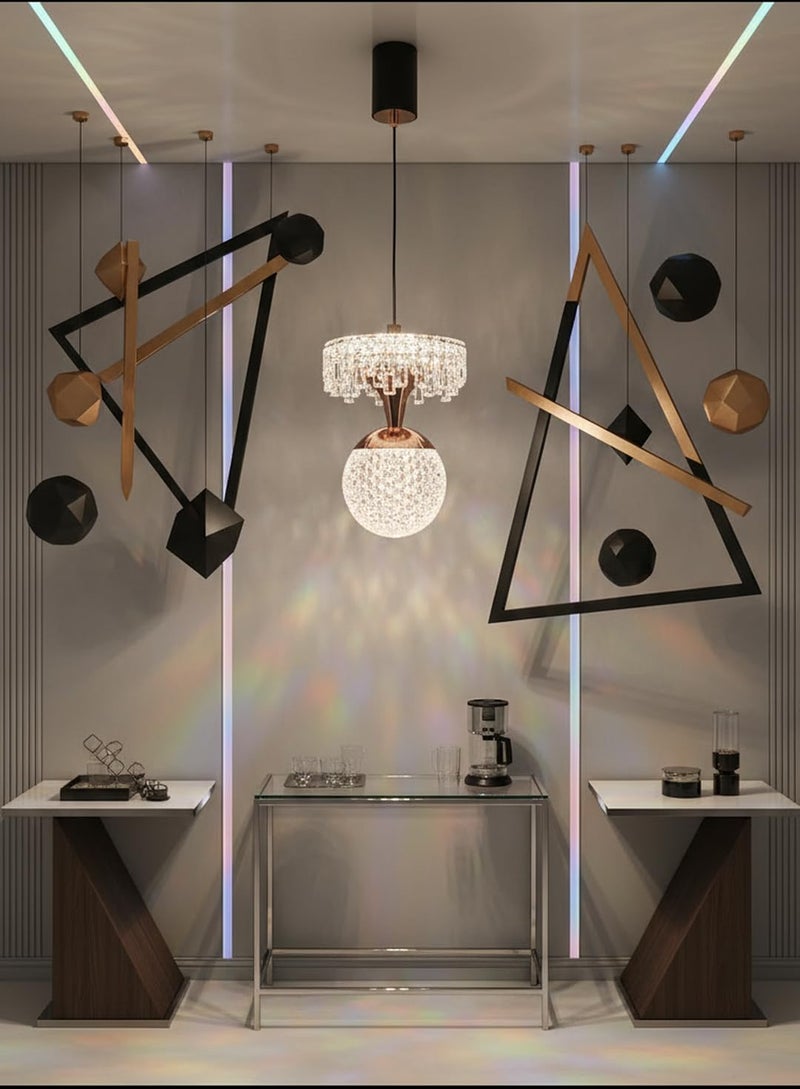 swanart Sparkling Crystal Pendant Light - Modern Glam Ceiling Fixture with Dimmable LED Bulb for Dining Room, Bedroom & Living Room - Image 1