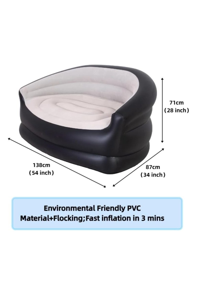 FEND Portable Inflatable Double Sofa Two-Seater Lounge Chair with Air Pumb for Indoor living and Outdoor Camping Coffee - Image 3