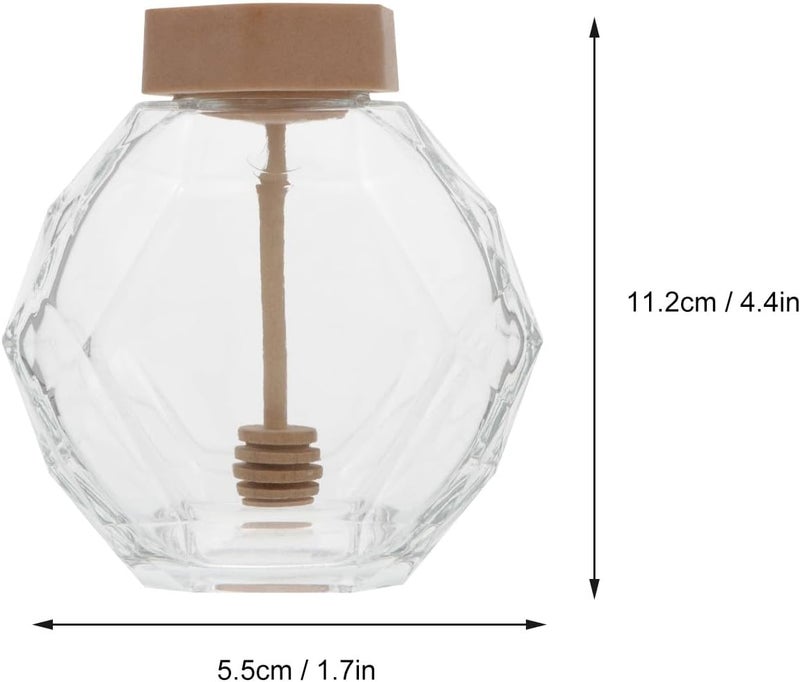 2pcs Glass Bee Honey Jar with Hexagonal Lid and Stirring Stick, 500g Sealing Kitchen Honey Bottle for Home Use - Image 2