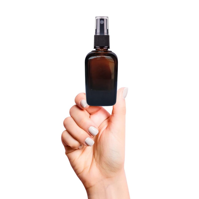 Devinez Devinez Pack of 4 Multipurpose Refillable Amber Square Shape Glass Bottle 30 ml with Black Spray Pump for Cosmetics Serum Essential Oils Blends Skin Care Travel Toners DIY - Image 2