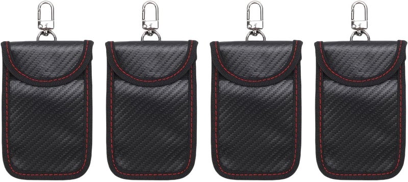 Zopsc Signal Blocking Keycase Protective Bag with Carbon Fiber, Secure Anti Theft Car Key Pouch for Vehicle Theft Prevention, Convenient Car Key Bag for Easy Attachme - Image 1