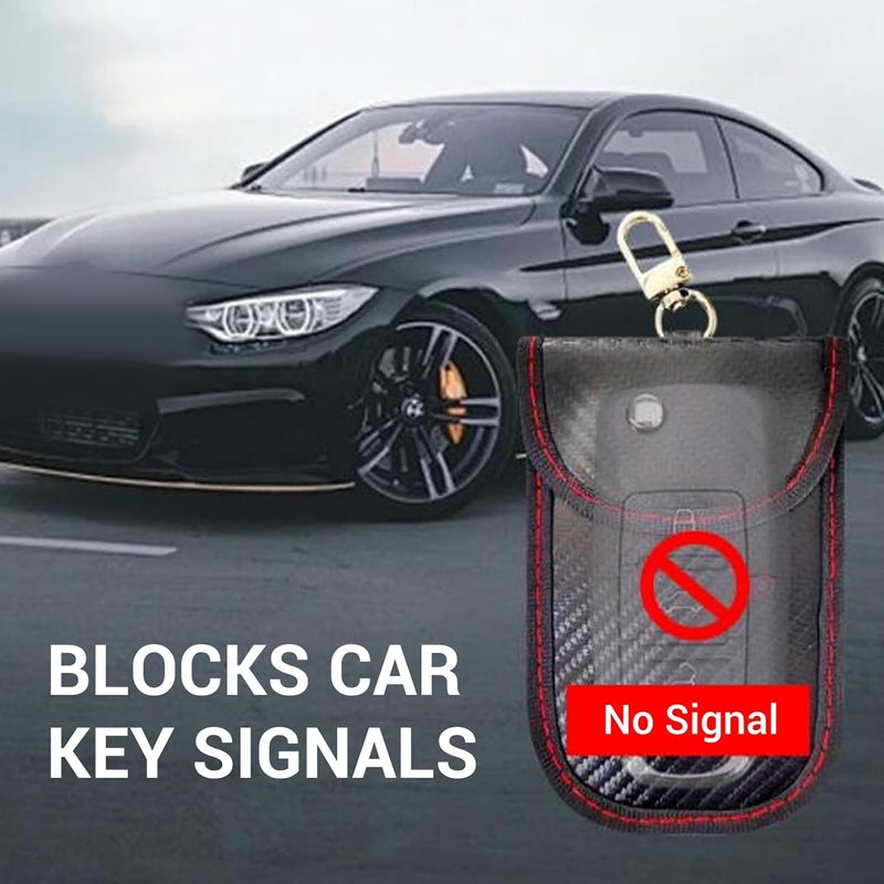 Zopsc Signal Blocking Keycase Protective Bag with Carbon Fiber, Secure Anti Theft Car Key Pouch for Vehicle Theft Prevention, Convenient Car Key Bag for Easy Attachme - Image 3