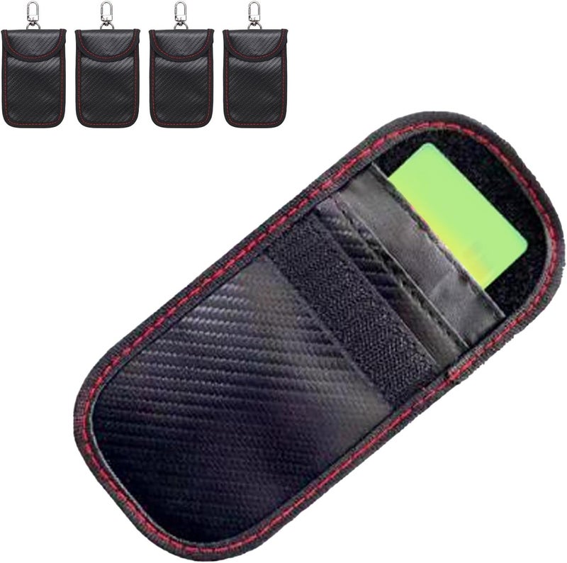 Zopsc Signal Blocking Keycase Protective Bag with Carbon Fiber, Secure Anti Theft Car Key Pouch for Vehicle Theft Prevention, Convenient Car Key Bag for Easy Attachme - Image 2