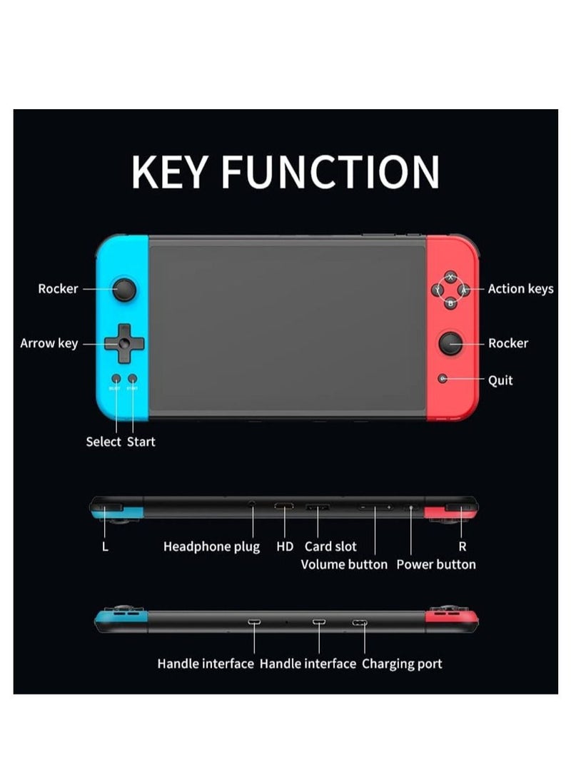 Generic - X70 Handheld Game Console, 7.0 inch IPS HD Screen Retro Games Consoles Classic Video Games Console with 64G Memory Cards & 6000 Games, Built-in 3500mAh Rechargeable Battery - Image 1