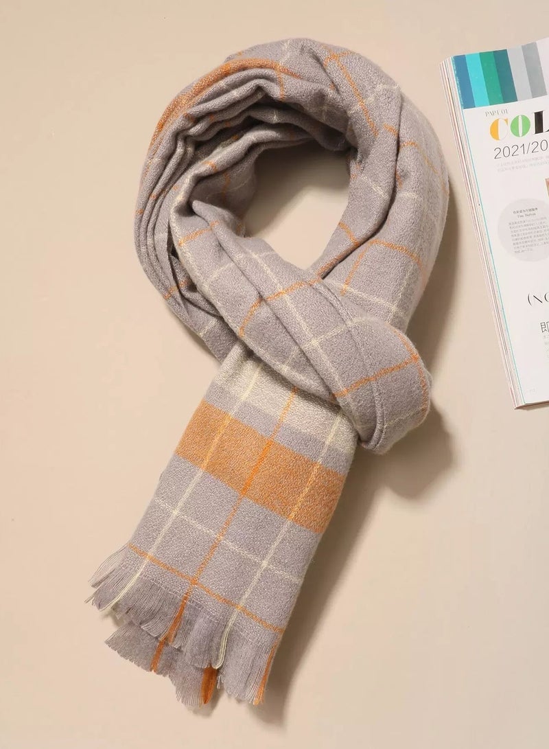 Men Raw Hem Plaid Scarf  - Image 1