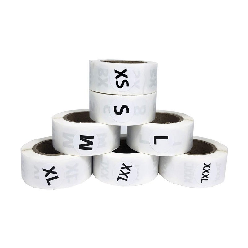 FuraHa 3500 PCS Clothing Size Stickers Labels 7/8" Round Self Adhesive Size Stickers for Clothing T Shirts Retail, 7 Sizes (XS, S, M, L, XL, XXL, XXXL) - Image 5