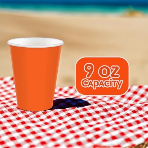 Amscan Vibrant Orange Peel Paper Cups (Pack of 20) - 9 oz. - Perfect for Parties, Gatherings, Picnics & Home Use - Image 4