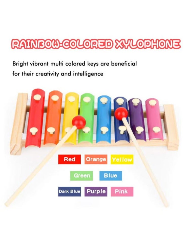 Natural Wooden Xylophone Puzzle Toy for Toddlers, Octave Xylophone Musical Toy with Wooden Base for Learning and Educational Musical Instruments - Image 5
