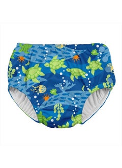 green sprouts i Play. Baby Boys Snap Reusable Absorbent Swimsuit Diaper, Royal Blue Turtle Journey, 24mo  - Image 1