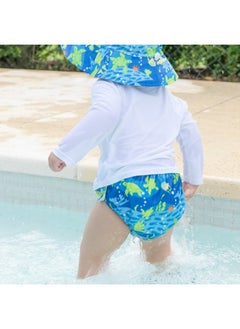 green sprouts i Play. Baby Boys Snap Reusable Absorbent Swimsuit Diaper, Royal Blue Turtle Journey, 24mo  - Image 5