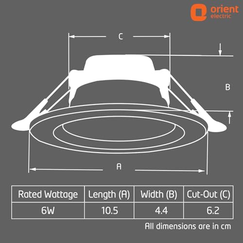 Orient Electric Moonlite 6W LED Down Light, Cool White Light, Round, Pack of 1, Recessed Ceiling LED Light, Suited for 3 inch Junction Box (Aluminium) (6W, Pack of 1) - Image 5