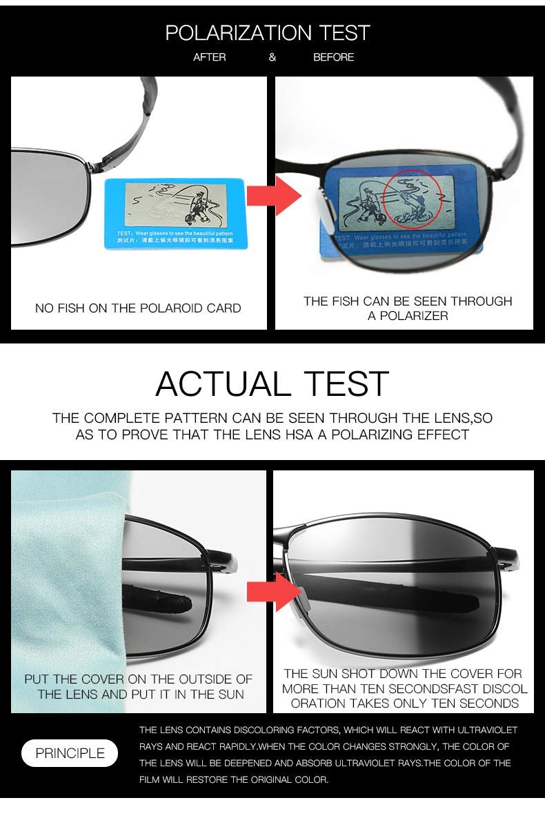 FEISEDY Classic Polarized Photochromic Sunglasses safety glasses for Men Women B2444 - Image 5