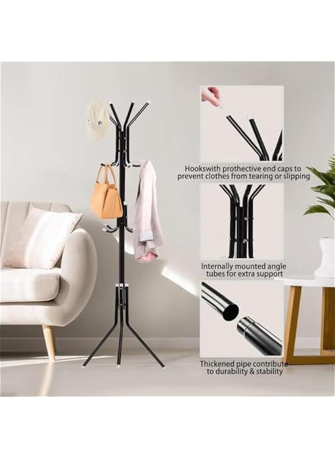 Beauenty Metal Coat Rack with 12 Hooks for Handbags, Jackets, Purse, Umbrella (Black)  - Image 4