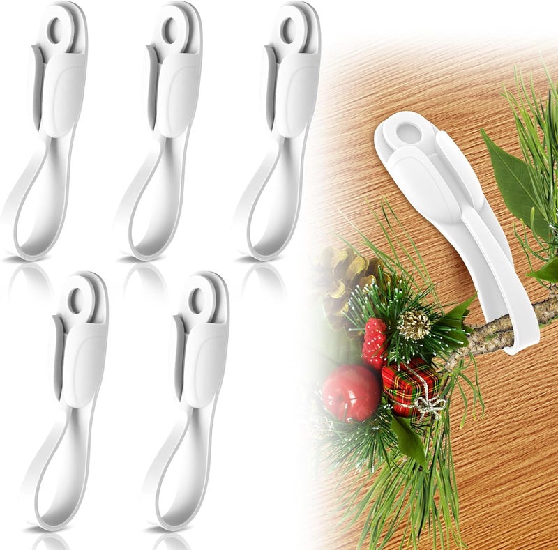 OXDFK 5 PCS Christmas Garland Hanger for Mantle Garland Hooks, Christmas Wreath Ties, Fireplace Stocking Holder, Silicone Adhesive Wreath Hooks for Fireplace Mantle, Stairways Banister (White) - Image 1