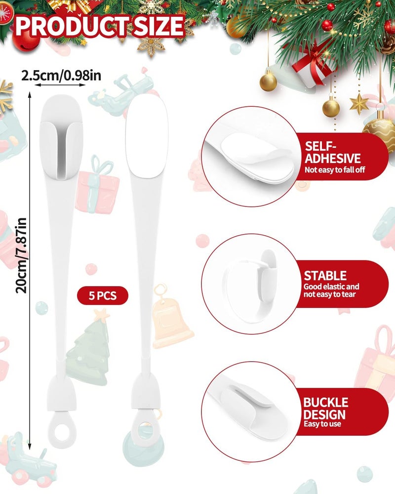 OXDFK 5 PCS Christmas Garland Hanger for Mantle Garland Hooks, Christmas Wreath Ties, Fireplace Stocking Holder, Silicone Adhesive Wreath Hooks for Fireplace Mantle, Stairways Banister (White) - Image 2