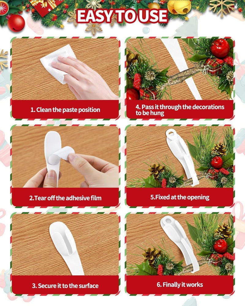 OXDFK 5 PCS Christmas Garland Hanger for Mantle Garland Hooks, Christmas Wreath Ties, Fireplace Stocking Holder, Silicone Adhesive Wreath Hooks for Fireplace Mantle, Stairways Banister (White) - Image 4