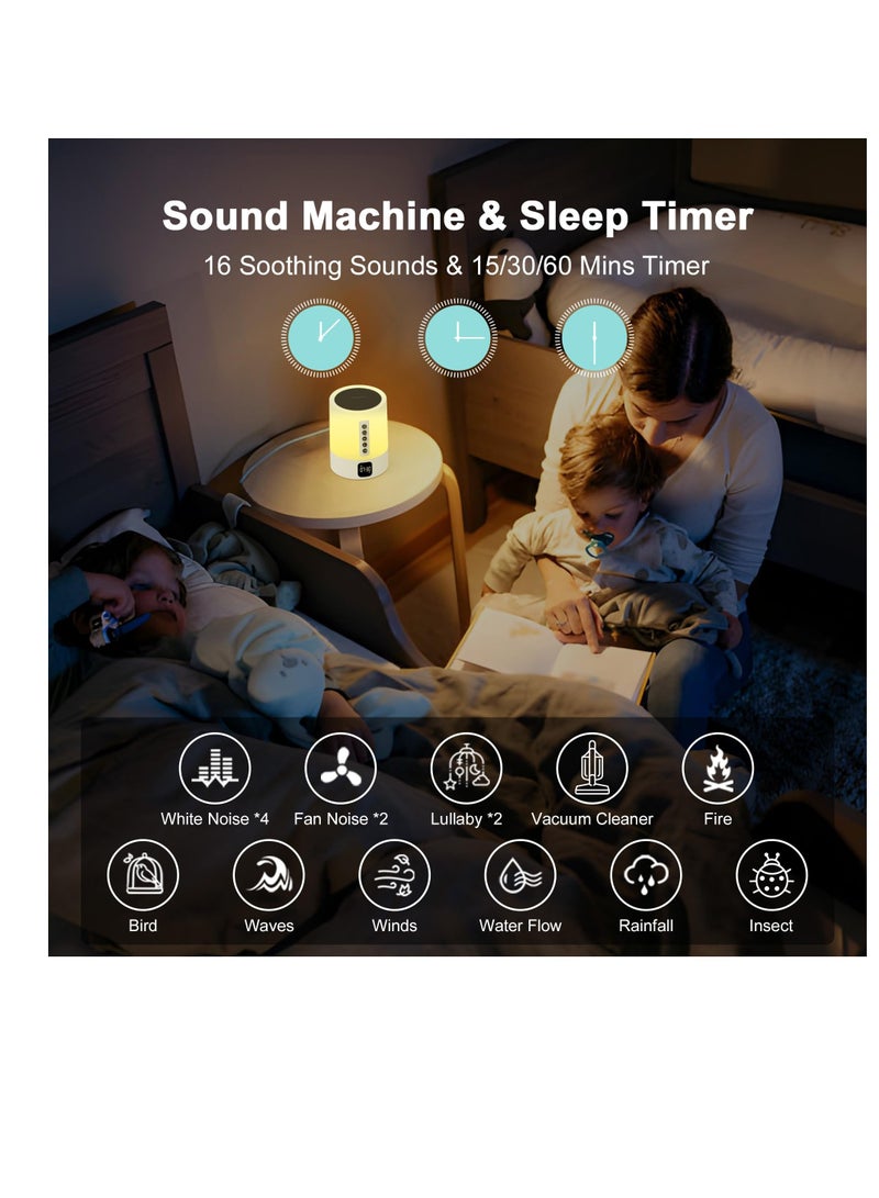 Excefore Night Light Bluetooth Speaker, 48 Colours Changing Touch Control Bedside Lamp, Dimmable, White Noise, Multi-Color Changing Bedside Lamp, with Sound Machine, Gifts for Teen and Adult - Image 5