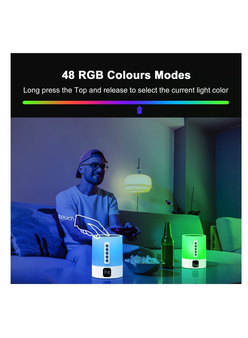 Excefore Night Light Bluetooth Speaker, 48 Colours Changing Touch Control Bedside Lamp, Dimmable, White Noise, Multi-Color Changing Bedside Lamp, with Sound Machine, Gifts for Teen and Adult - Image 4