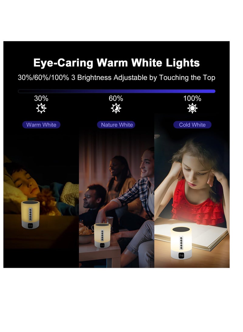 Excefore Night Light Bluetooth Speaker, 48 Colours Changing Touch Control Bedside Lamp, Dimmable, White Noise, Multi-Color Changing Bedside Lamp, with Sound Machine, Gifts for Teen and Adult - Image 3
