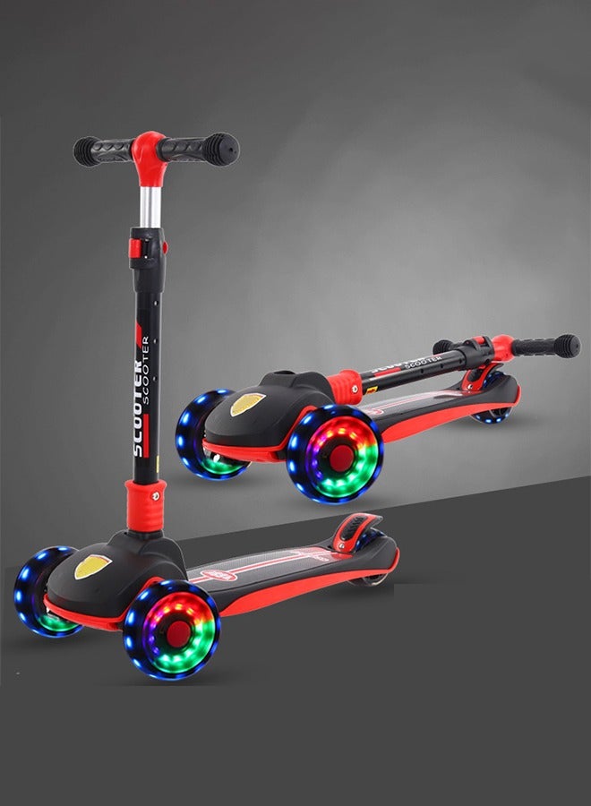 HaveDream Children's Scooter, Foldable Scooter - With Flashing Leather (Black) Suitable For Height 90-120cm - Image 1