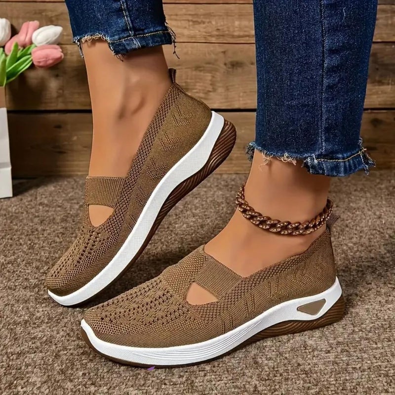 EURO JOY أحذية المشي الأورثوبيدية للنساء من EURO JOY, 2025 New Orthowalkway Womens Shoes, أحذية نسائية منسوجة أورثوبيدية قابلة للتنفس للمشي, حذاء رياضي غير قابل للانزلاق بدعم للقوس, أحذية سهل الارتداء باللون البني 38 - Image 2