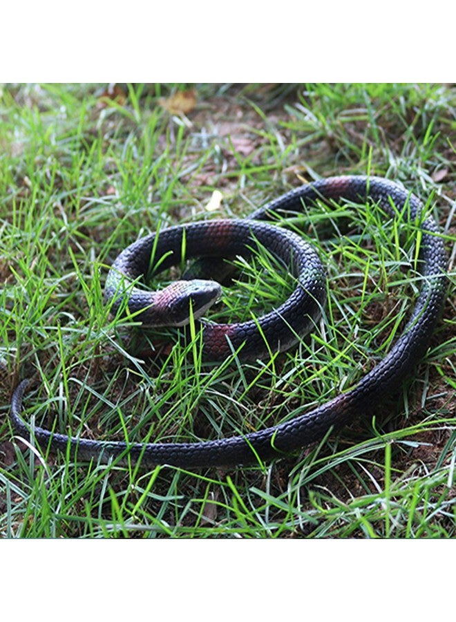 Homdipoo Realistic Fake Rubber Toy Snake Black Fake Snakes That Look Real Prank Stuff Cobra Snake 27 Inch Long (Black) - Image 1
